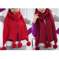 Calentador de cuello para mujer estilo Múltiple grueso POM POM bufanda de punto de invierno (SK126)